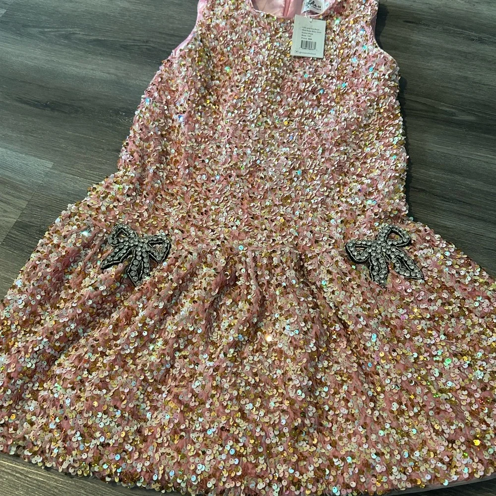 Lola Pink and Gold Sequin Kids Dress